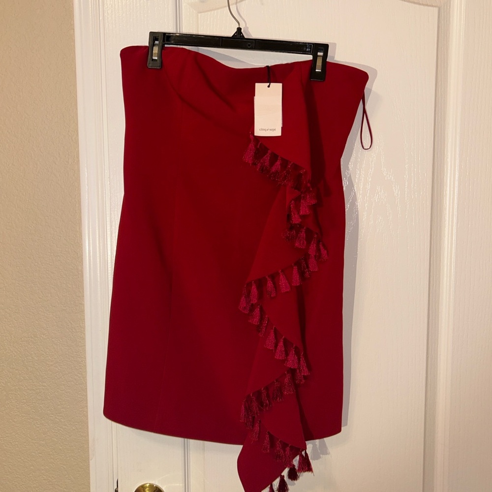 Reiss red mini tassel dress
